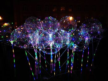 Illuminated christmas lights at night