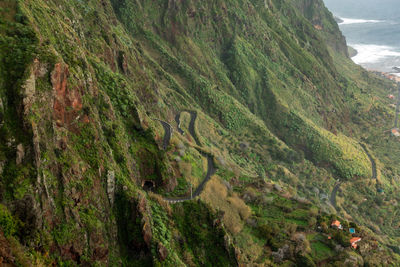 High angle view of mountain road