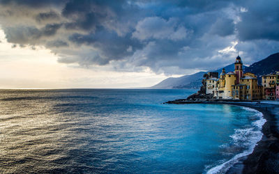 Scenic view of sea against cloudy sky