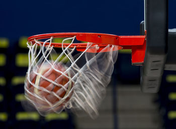 Blurred motion of basketball hoop