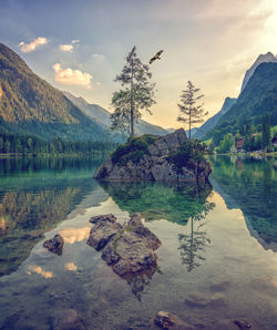 Scenic view of lake against sky