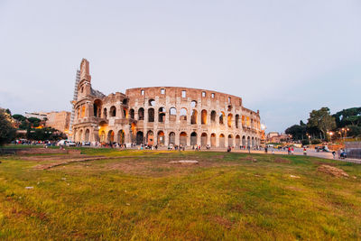 Old ruins of building against clear sky