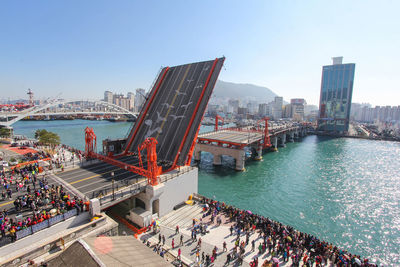 Panoramic view of city against clear sky