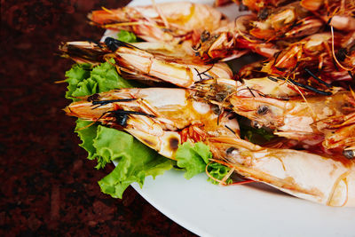 High angle view of food in plate