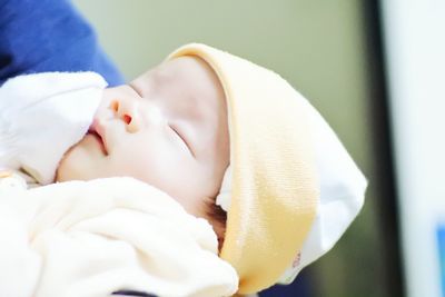 Close-up of baby sleeping