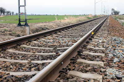 High angle view of railroad tracks