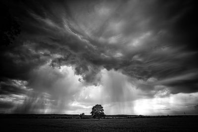 Idyllic view of storm clouds over landscape