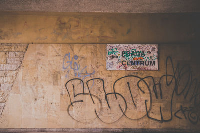 Directly above shot of graffiti on wall