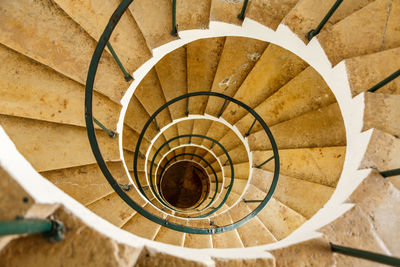 High angle view of spiral staircase