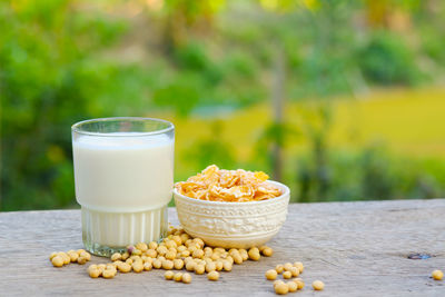 Close-up of breakfast on table