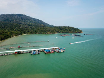 Boat with tourist back from penang national park.