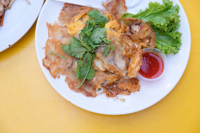 High angle view of meal served in plate