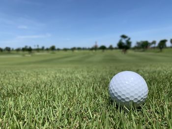 Close-up of ball on field