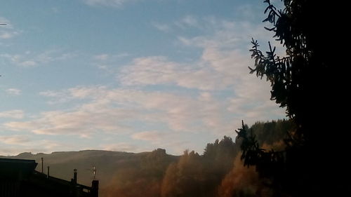 Scenic view of mountains against cloudy sky