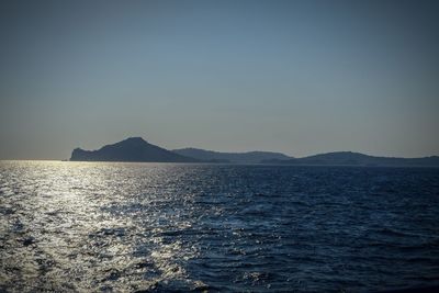 Scenic view of sea against clear sky