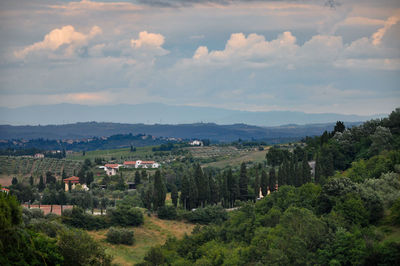 Scenic view of townscape against sky