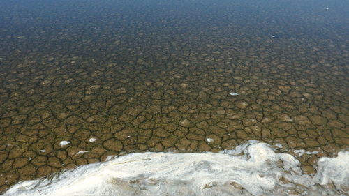 High angle view of cracked land