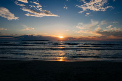 Scenic view of sea against sky during sunset