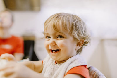 Cute baby boy at home