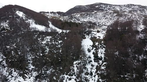 Scenic view of snow covered mountains