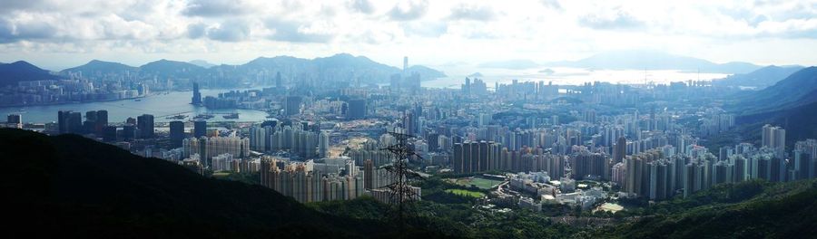 High angle view of cityscape against sky