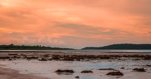 Scenic view of sea against sky during sunset