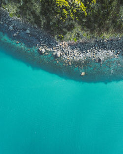 Bird eye with a drone shooting the coast of tasmania