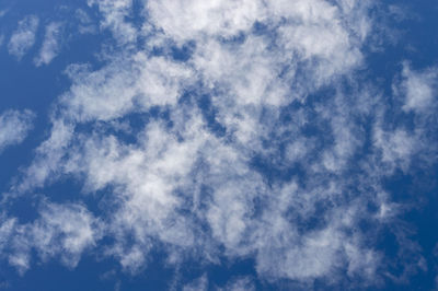 Low angle view of clouds in blue sky