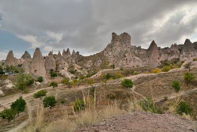 Panoramic view of landscape and mountains against sky