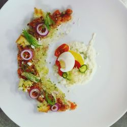 High angle view of food in plate