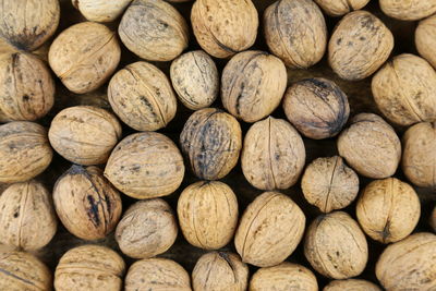 Directly above shot of walnuts on table