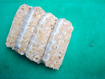 High angle view of ice cream on table