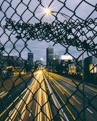 Railroad tracks at night