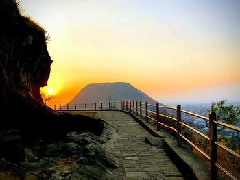 Scenic view of sea against clear sky during sunset