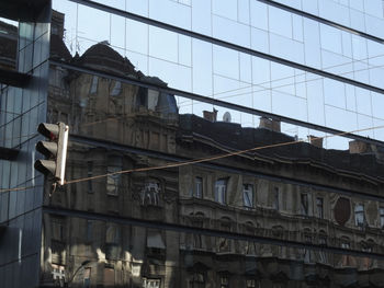 Low angle view of buildings against clear sky