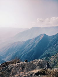 Aerial view of landscape and mountains against sky