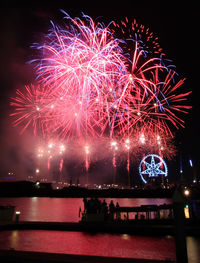 Firework display at night