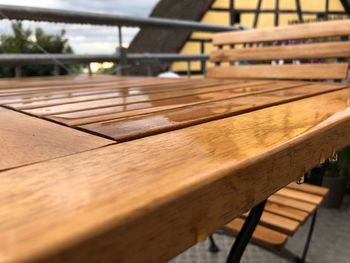 Close-up of empty bench