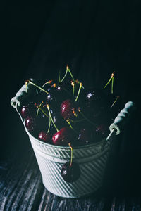 Close-up of berries on glass table