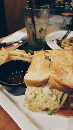 Close-up of food in plate on table