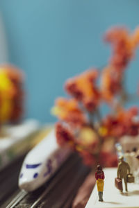 Close-up of flower vase on table