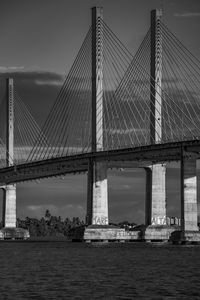 Low angle view of suspension bridge