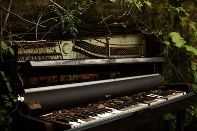View of abandoned piano