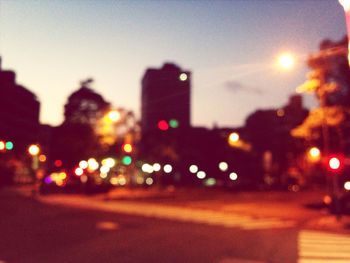 Defocused image of city street at night