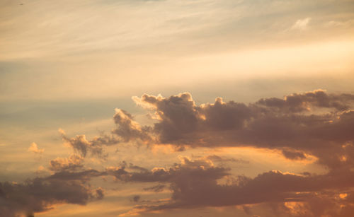 Low angle view of clouds in sky during sunset