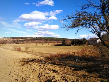 Scenic view of land against sky