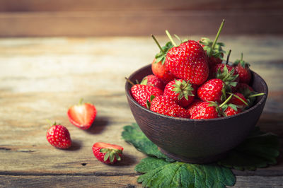 Close-up of strawberries in bowl