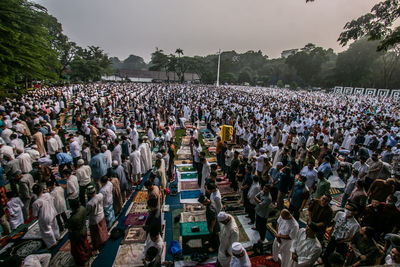 High angle view of crowd