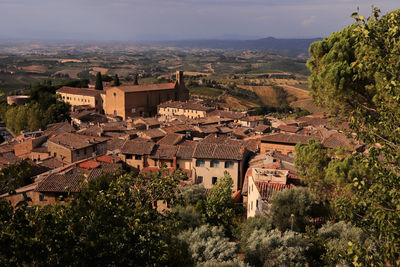 High angle view of townscape against sky