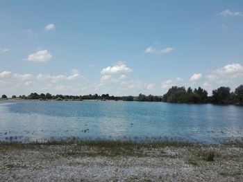 Scenic view of lake against sky